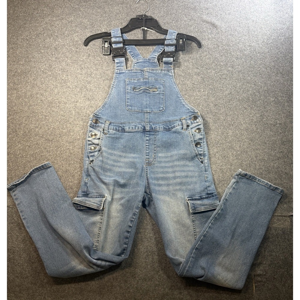 Forever 21 Kids Denim Cargo Overalls Size 11/12